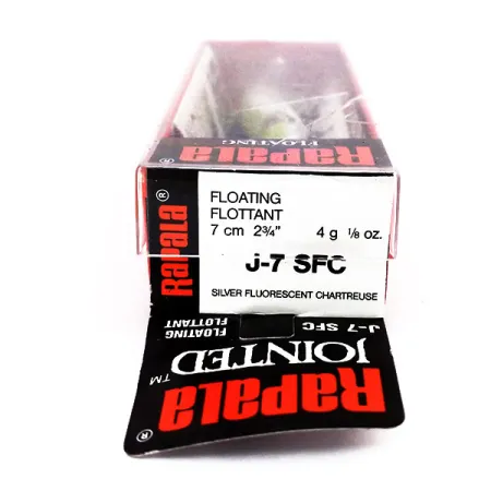 Rapala Jointed J7 Vobleris, SFC Chartreuse, 4g, Plaukiantis, #10598