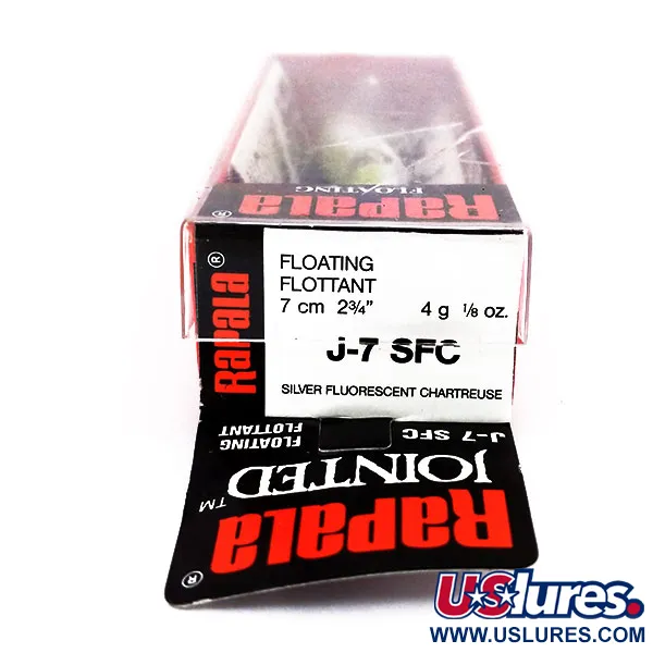 Rapala Jointed J7 Vobleris, SFC Chartreuse, 4g, Plaukiantis, #10598