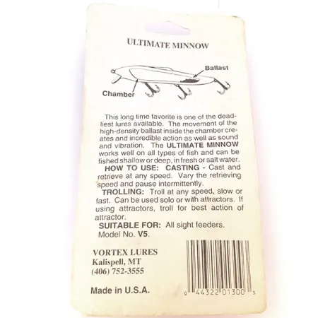 Vortex Lures Ultimate Minnow Vobleris, Fire Tiger, 12cm, Balastas, #10666