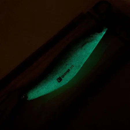 Luhr Jensen Quiver Glow Blizgė, Glow, 14g, Žalvaris/Puta, #11283