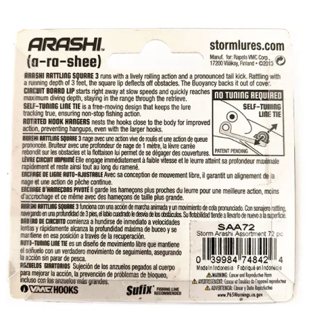 Storm Arashi Rattling Square 3 Vobleris, Black Silver Shad, 14g, #11675