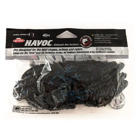 Berkley Havoc Craw Fatty Guminukas, Black Blue Fleck, 10cm, #11699