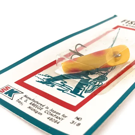 Kmart Kresge #318 Masalas velkiavimui, Yellow / Red, 2.5g, Vintage, #11828