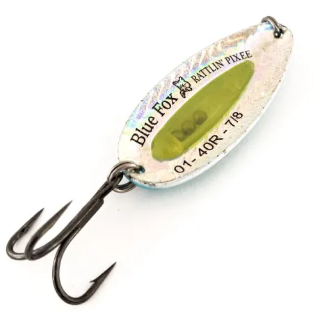 Blue Fox Rattlin Pixee Blizgė, Geltona/Mėlyna, 24g, UV įdėklas, #12216