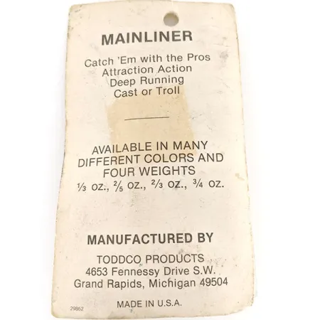 TODDCO Main liner Blizgė, Nikelis / Žalia, 11g, Vintage JAV, #12335