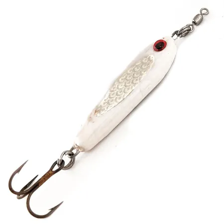 Bubba-Baits Zig Zag Spoon Jig Lure Vertikali blizgė, Balta, 21g, #12571