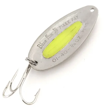 Blue Fox Pixee UV Blizgė, Kaltas nikelis/Geltona, 24g, UV įdėklas, #12701