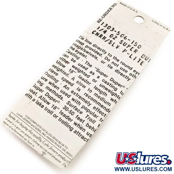 Luhr Jensen Super-Duper 506 Blizgė, Nikelis/Raudona, 7g, Vintage, #12846