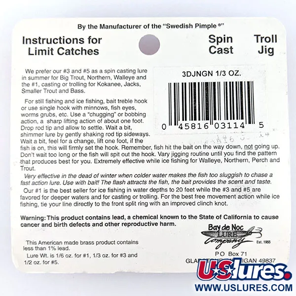 Bay de Noc Do-Jigger 3, 9 g, Nickel/Green, blizgė #17835