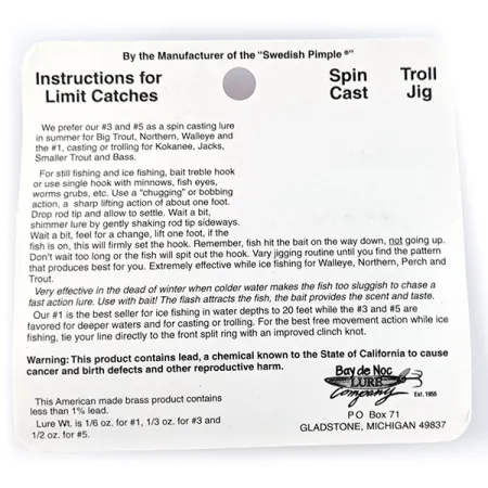 Bay de Noc Do-Jigger #3, 9 g, žalvarinė blizgė #17193