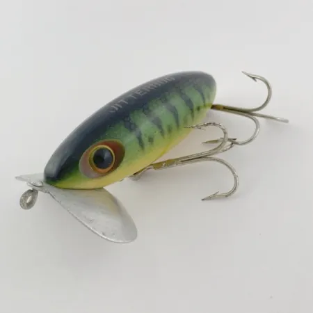 Fred Arbogast Jitterbug Early Bug Eye, Green Tiger, 14 g, Paviršinis vilioklis #23902