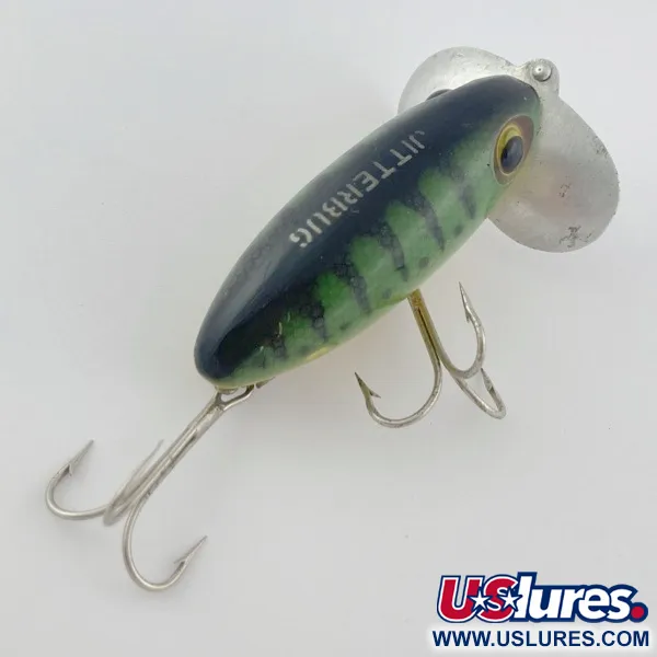 Fred Arbogast Jitterbug Early Bug Eye, Green Tiger, 14 g, Paviršinis vilioklis #23902