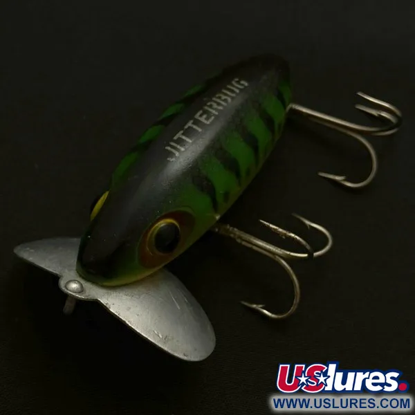 Fred Arbogast Jitterbug Early Bug Eye, Green Tiger, 14 g, Paviršinis vilioklis #23902