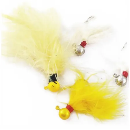 Creme Jigs, 3.5g, geltona/balta, galvakabliai su plunksnomis #24038