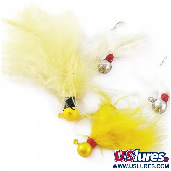 Creme Jigs, 3.5g, geltona/balta, galvakabliai su plunksnomis #24038