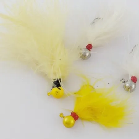Creme Jigs, 3.5g, geltona/balta, galvakabliai su plunksnomis #24038