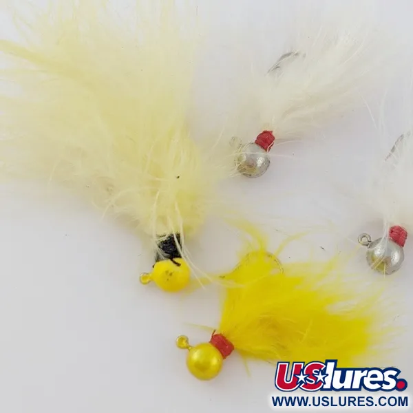 Creme Jigs, 3.5g, geltona/balta, galvakabliai su plunksnomis #24038