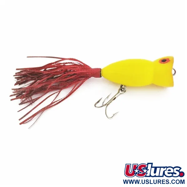 Atlantic Lures Paradise Popper Popperis, Yellow, 10g, Rubber Skirt, #24494
