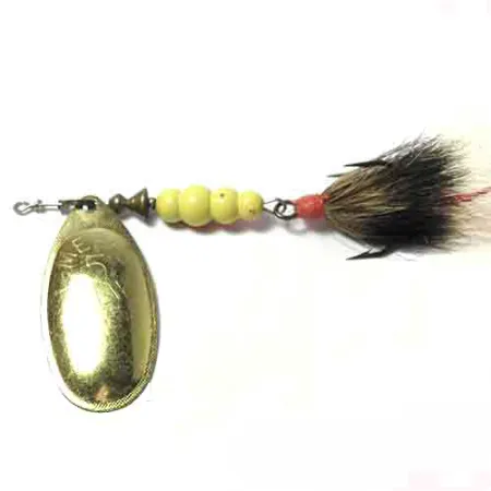 Mepps Aglia Sukrė, Žalvaris, 14g, Plunksnų apdaila, #0011