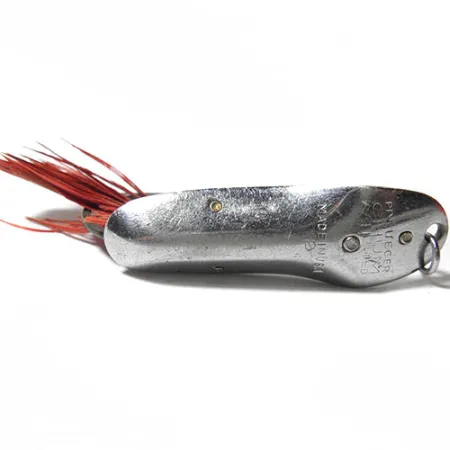 Pflueger Vintage Weedless CHUM Blizgė, Nikelis / Raudonos plunksnos, 8g, #0157