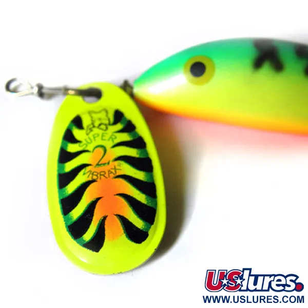Blue Fox Super Vibrax 2 Minnow Suktukė, Žalia/Geltona/Oranžinė, 8g, #0227