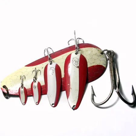 Eppinger Dardevle Huskie Devle Blinkė, Raudona / Balta, 91g, Lapelis, #0245