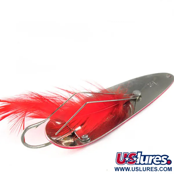 Eppinger Weedless Dardevle Blisgė, Raudona/Balta, 28g, Plunksnos, #0514