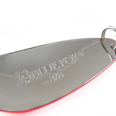 Blue Fox Strobe Tear Drop Spoon Blizgė, Raudona/Balta, 11g, USA, #0540