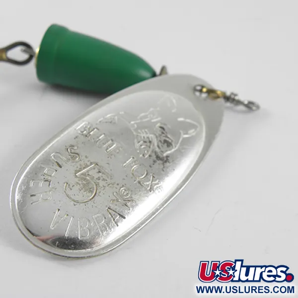 Blue Fox Super Vibrax 5 Sukre, Niklis/Žalia, 13g, Žalvarinė pavara, #1505