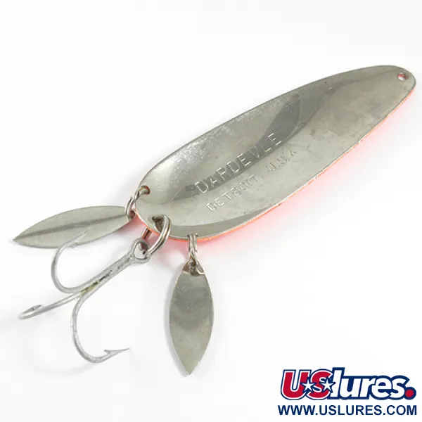 Eppinger Dardevle Klicker Blizgė, Oranžinė/Nikelis, 28g, Dvigubas Lapelis, #1599