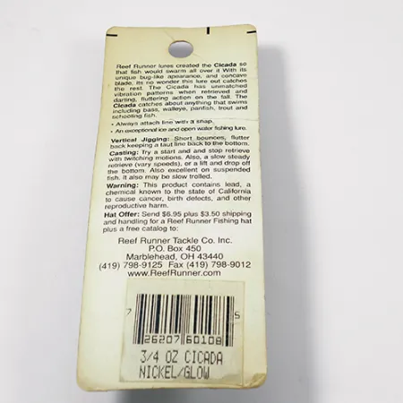 Reef Runner Cicada Masalas, Nikelis, 21g, Vertikalus džigavimas, #1971