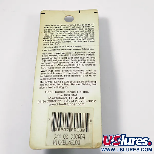 Reef Runner Cicada Masalas, Nikelis, 21g, Vertikalus džigavimas, #1971