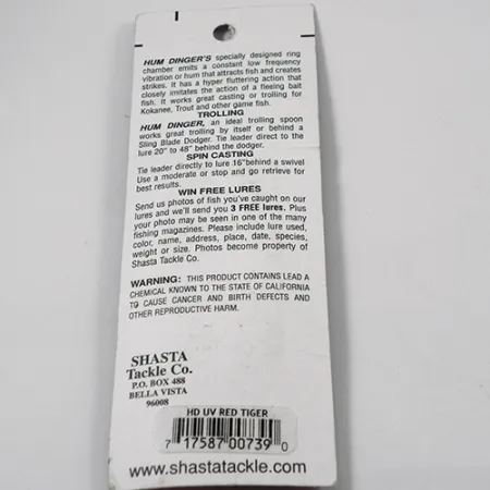 Shasta Humdinger UV Blizgė, Red Tiger / Nickel / Raudona, 4g, #2050