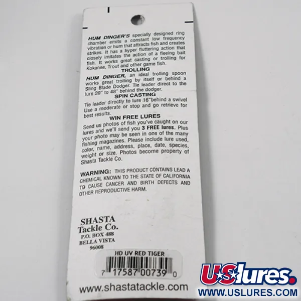 Shasta Humdinger UV Blizgė, Red Tiger / Nickel / Raudona, 4g, #2050