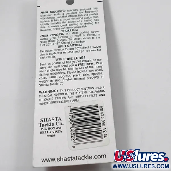 Shasta Humdinger Blizgė, Auksinis Smėlis / Raudona, 14g, Garsinė, #2051