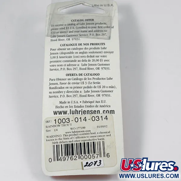 Luhr Jensen Krocodile Die #3 Blisgė, Rainbow Trout, 10g, JAV, #2073