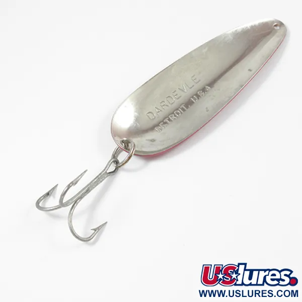 Eppinger Dardevle, 28g Raudona / Balta / Nikelis, Blizgė #2092