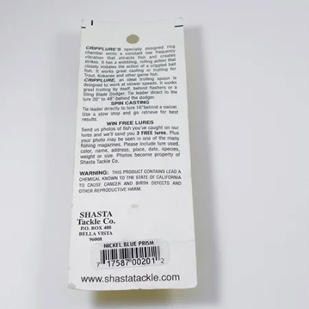 Shasta Cripplure Blizgė, Nikelis/Mėlyna, 7g, Vibracijos kamera, #2103