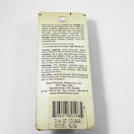 Reef Runner Cicada Cikada, Nikelis, 21g, Vintažas JAV, #2157