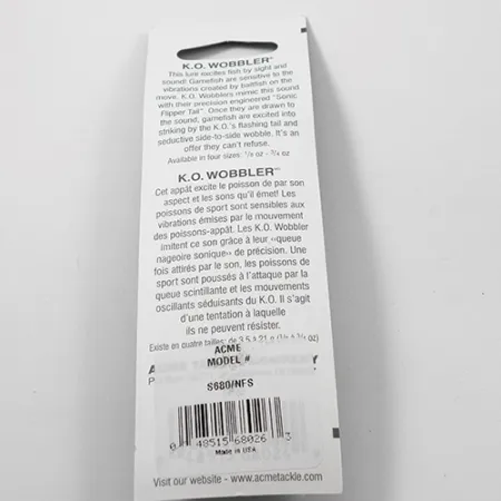 Acme K.O. Wobbler UV Blizgė, Nikelis/UV, 21g, UV švytėjimas, #2216