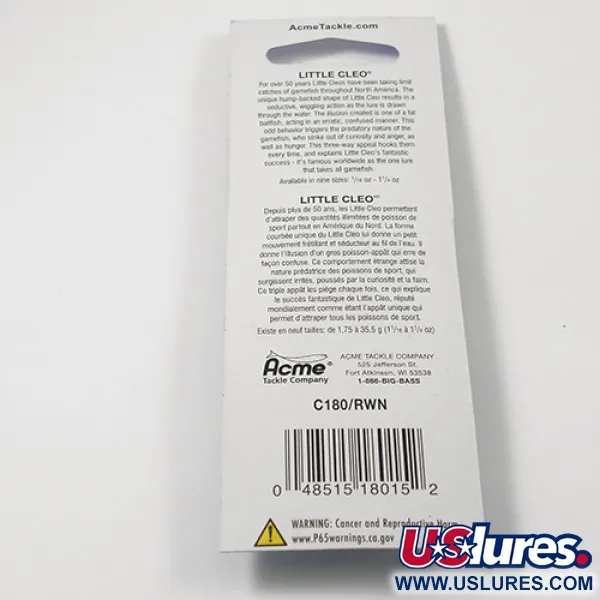 Acme Little Cleo Blizgė, Raudona / Balta, 3,5g, kuprota forma, #2218