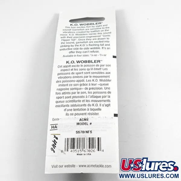 Acme K.O. Wobbler UV Blizgė, Nikelis/UV Orange, 14g, UV aktyvi, #2446