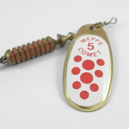 Mepps Comet 5 Dressed Sukriukė, Balta/Raudona/Žalvaris, 13g, Keičiamas kablys #2567