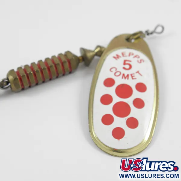 Mepps Comet 5 Dressed Sukriukė, Balta/Raudona/Žalvaris, 13g, Keičiamas kablys #2567