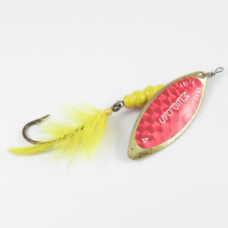 Mepps Aglia Long 4 Sukriukė, Raudona/Geltona/Žalvaris, 17g, #2591