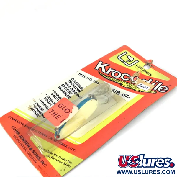 Luhr Jensen Krocodile Die #3 Glow Blisgė, Balta/Mėlyna, 14g, #2803