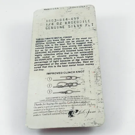 Luhr Jensen Krocodile Die #3 Vartiklė, Nikelis, 7g, Siauras profilis, #2881