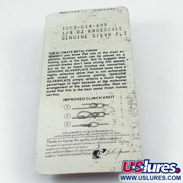 Luhr Jensen Krocodile Die #3 Vartiklė, Nikelis, 7g, Siauras profilis, #2881