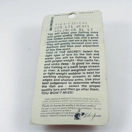 Luhr Jensen Little Jewel Blystė, Nikelis/Mėlyna, 14g, Vintage, #2883