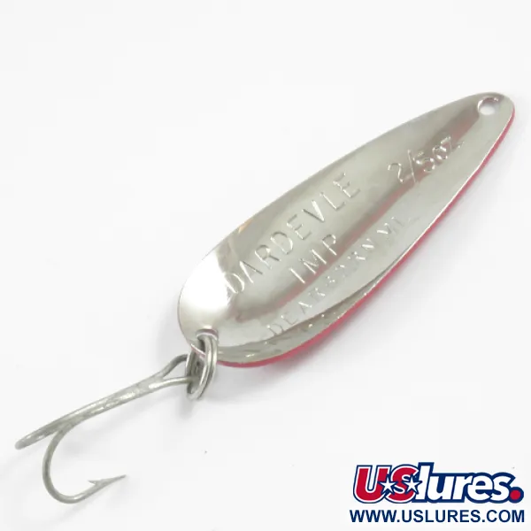 Dardevle Imp Vartiklė, Raudona / Balta / Nikelis, 11g, Klasikinis Logo, #3107